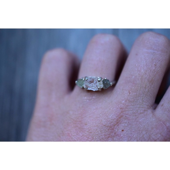 Raw Sapphire Ring Engagement Ring Multistone Ring Wedding Band Size 8 Ri… - Picture 1 of 5